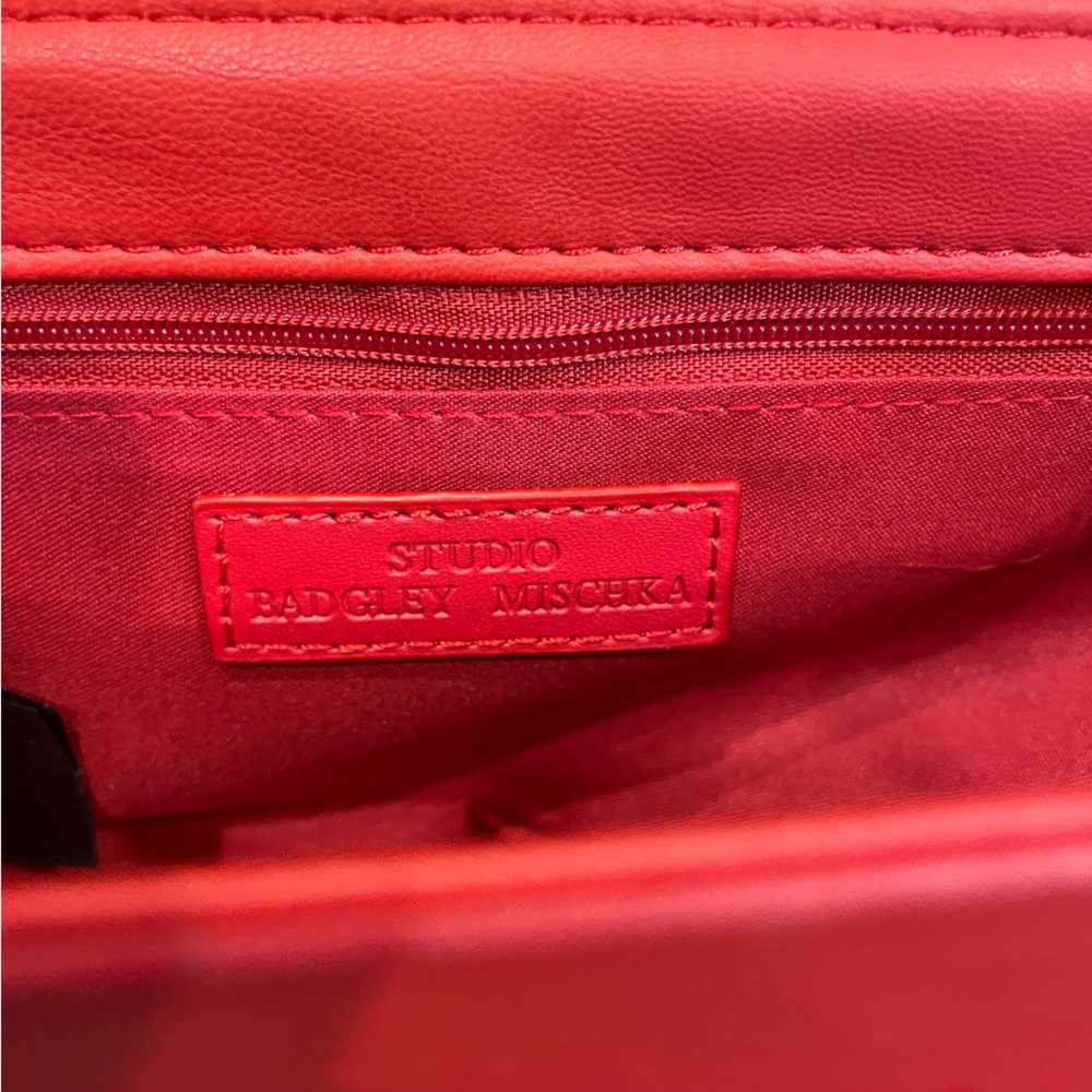Badgley Mischka Red Cross Body with Pearls and Round Metal Lock - Picture 3 of 6